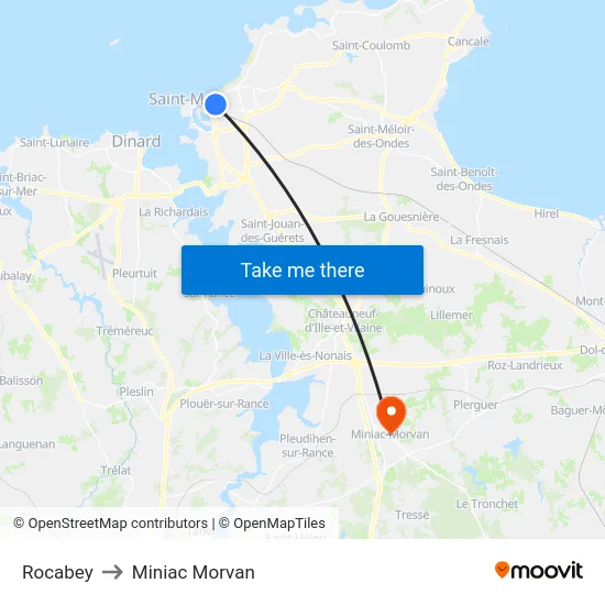 Rocabey to Miniac Morvan map