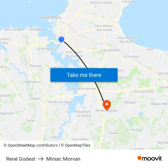 René Godest to Miniac Morvan map