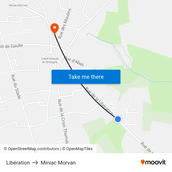 Libération to Miniac Morvan map