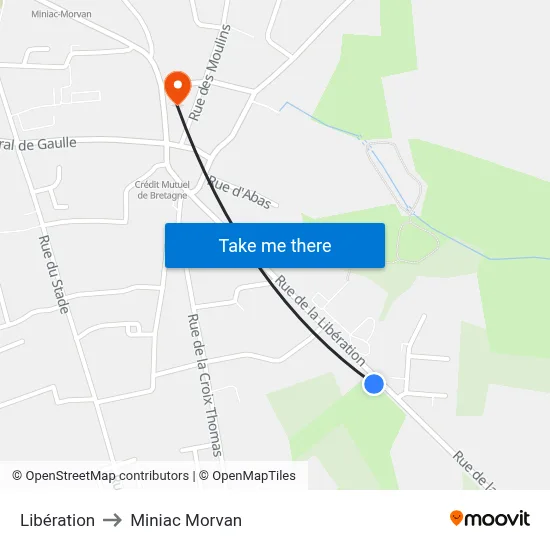 Libération to Miniac Morvan map