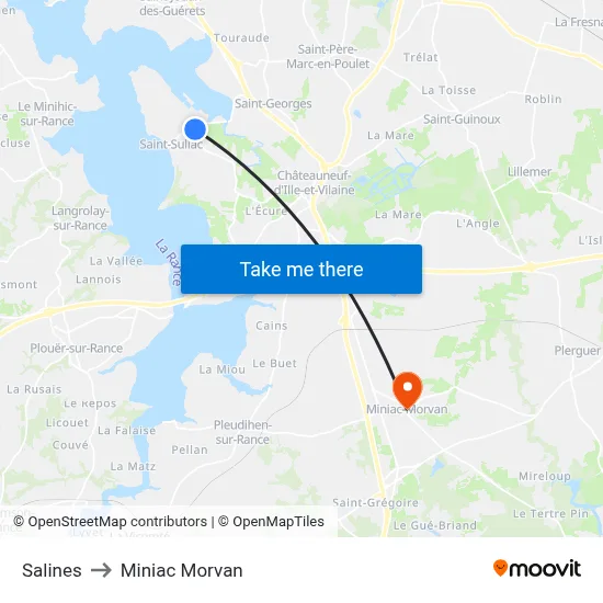 Salines to Miniac Morvan map