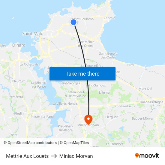 Mettrie Aux Louets to Miniac Morvan map