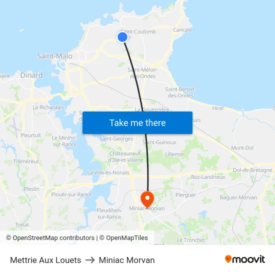 Mettrie Aux Louets to Miniac Morvan map