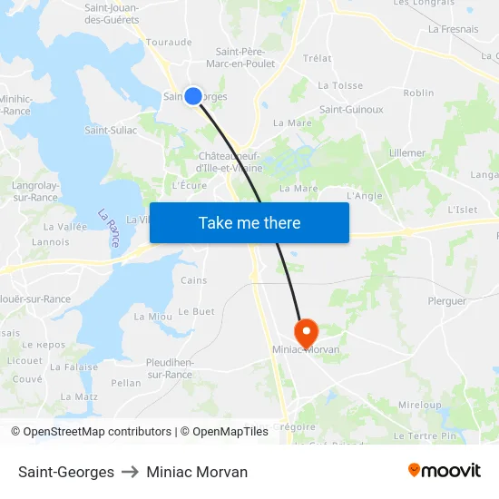 Saint-Georges to Miniac Morvan map