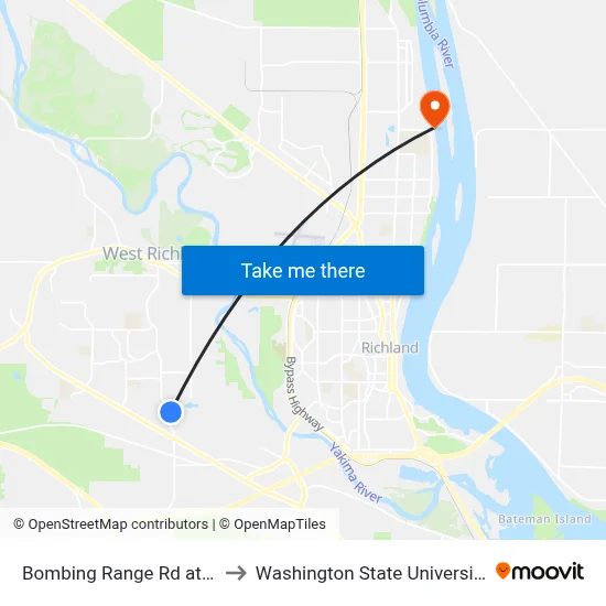 Bombing Range Rd at Polo Way to Washington State University Tri-Cities map