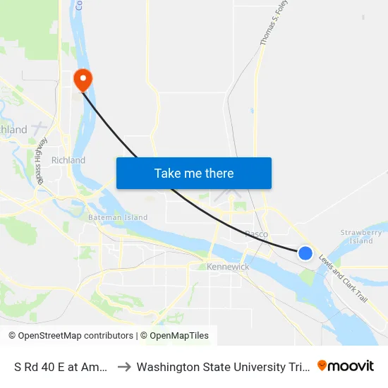 S Rd 40 E at Amazon to Washington State University Tri-Cities map