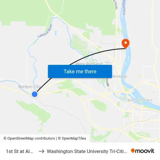 1st St at Alma to Washington State University Tri-Cities map