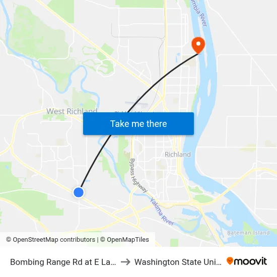 Bombing Range Rd at E Lattin / Equestrian Dr to Washington State University Tri-Cities map
