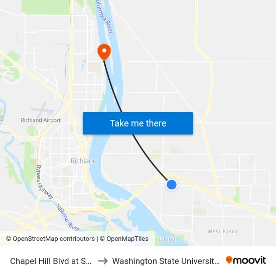 Chapel Hill Blvd at Suffolk Ln to Washington State University Tri-Cities map