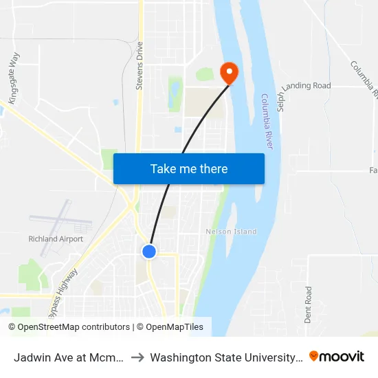 Jadwin Ave at Mcmurray St to Washington State University Tri-Cities map