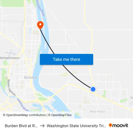 Burden Blvd at Rd 68 to Washington State University Tri-Cities map