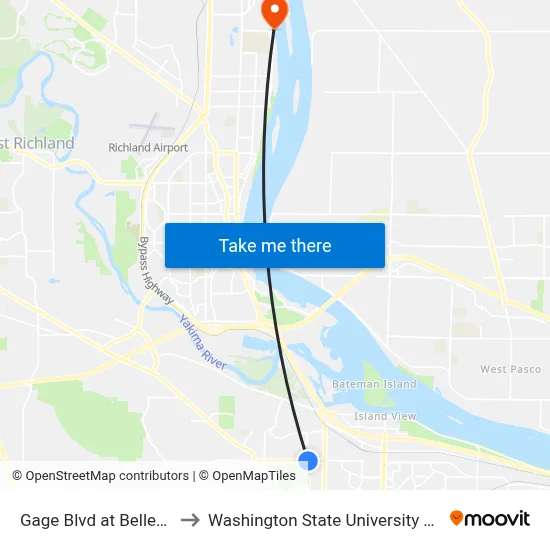 Gage Blvd at Bellerive Dr to Washington State University Tri-Cities map