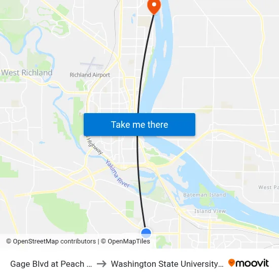 Gage Blvd at Peach Tree Ln to Washington State University Tri-Cities map