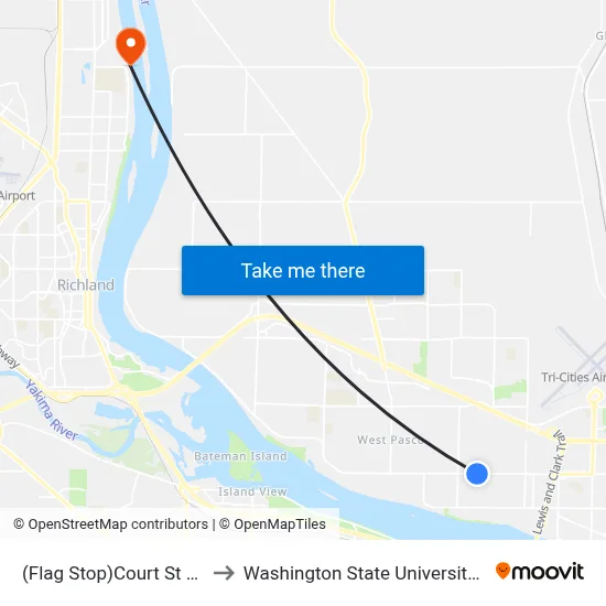 (Flag Stop)Court St at Rd 48 to Washington State University Tri-Cities map
