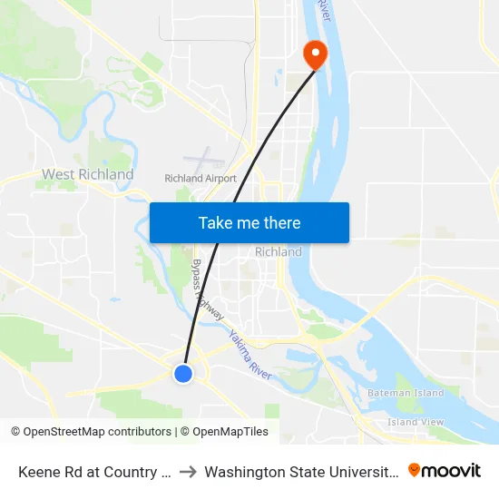 Keene Rd at Country Ridge Dr to Washington State University Tri-Cities map