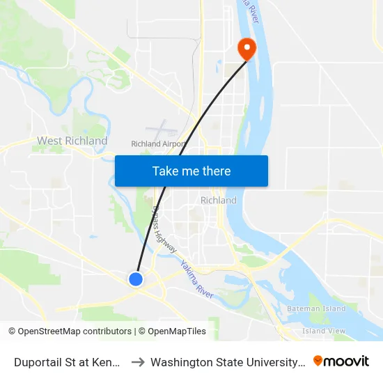 Duportail St at Kennedy Rd to Washington State University Tri-Cities map