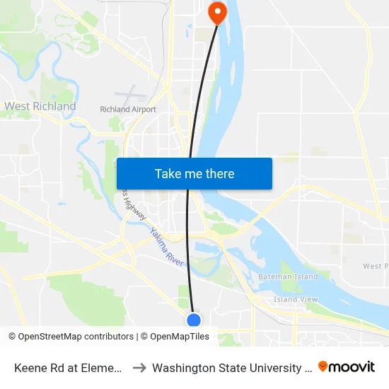 Keene Rd at Elementary St to Washington State University Tri-Cities map