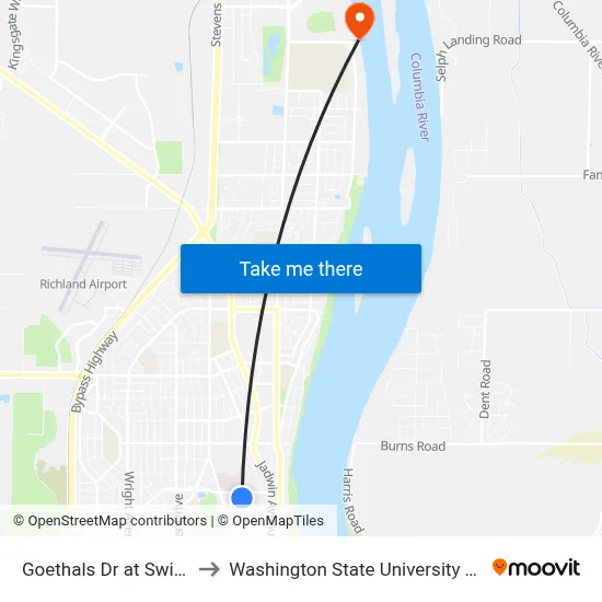 Goethals Dr at Swift Blvd to Washington State University Tri-Cities map