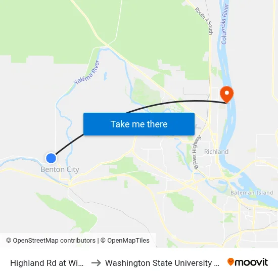 Highland Rd at Windy Ln to Washington State University Tri-Cities map