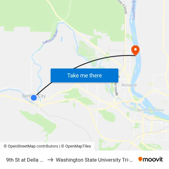 9th St at Della Ave to Washington State University Tri-Cities map