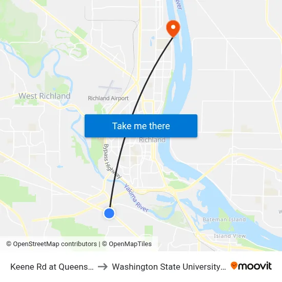 Keene Rd at Queensgate Dr to Washington State University Tri-Cities map