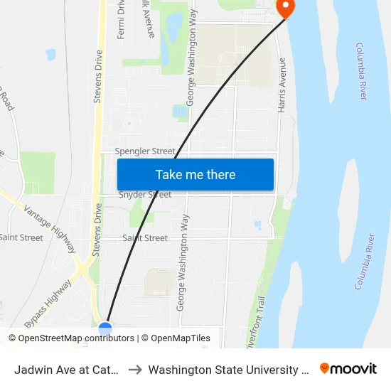 Jadwin Ave at Catskill St to Washington State University Tri-Cities map