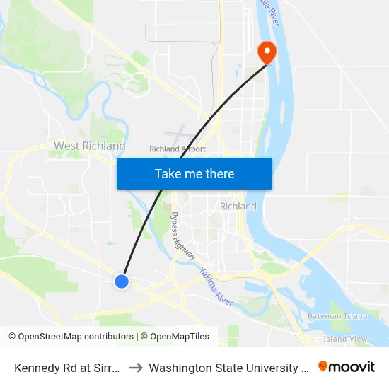 Kennedy Rd at Sirron Ave to Washington State University Tri-Cities map