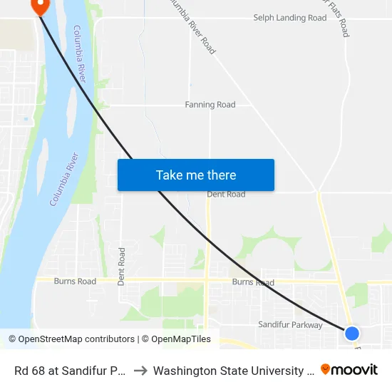 Rd 68 at Sandifur Parkway to Washington State University Tri-Cities map