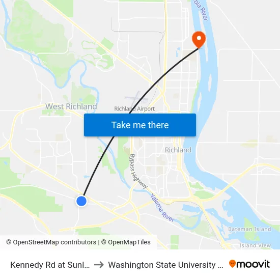 Kennedy Rd at Sunlake Ct to Washington State University Tri-Cities map
