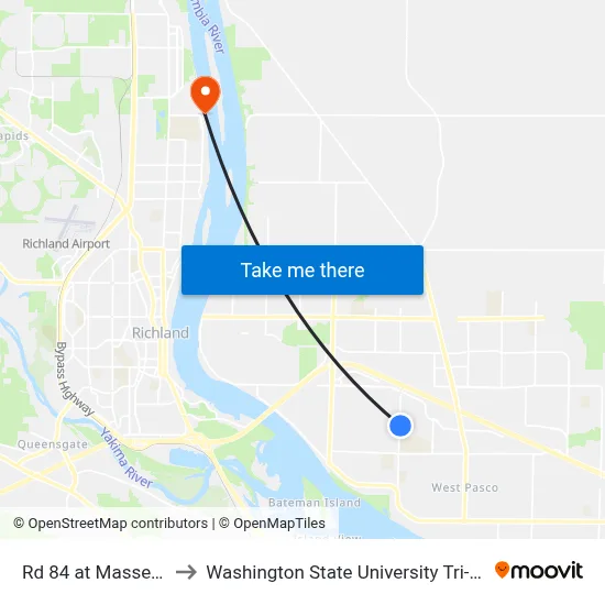 Rd 84 at Massey Dr to Washington State University Tri-Cities map