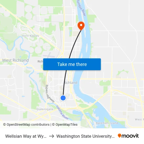 Wellsian Way at Wyman St to Washington State University Tri-Cities map