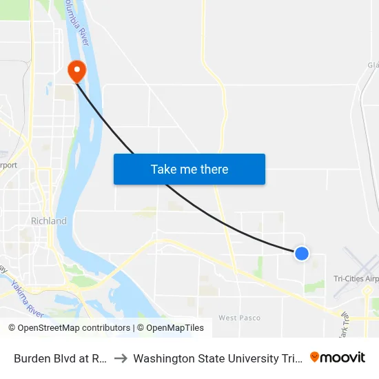 Burden Blvd at Rd 44 to Washington State University Tri-Cities map