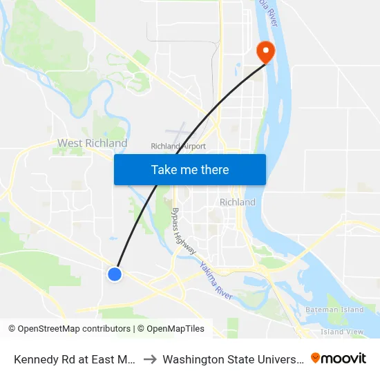 Kennedy Rd at East Mountain Rd to Washington State University Tri-Cities map
