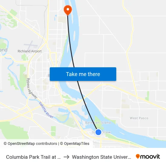 Columbia Park Trail at Florida Ave to Washington State University Tri-Cities map