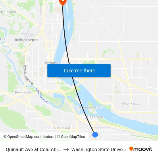 Quinault Ave at Columbia Center Blvd to Washington State University Tri-Cities map
