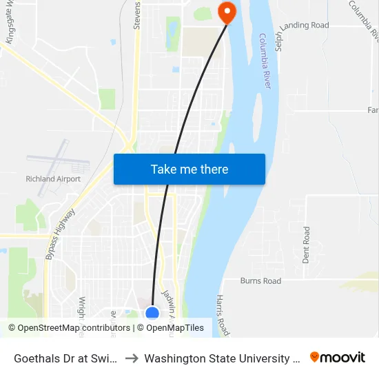 Goethals Dr at Swift Blvd to Washington State University Tri-Cities map