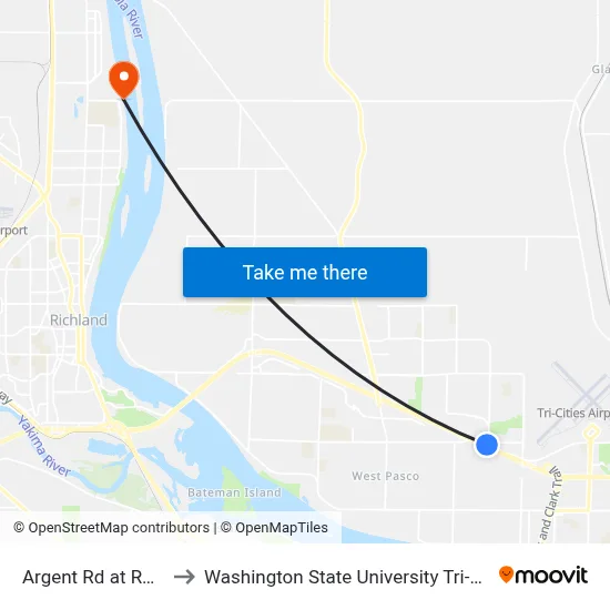 Argent Rd at Rd 44 to Washington State University Tri-Cities map