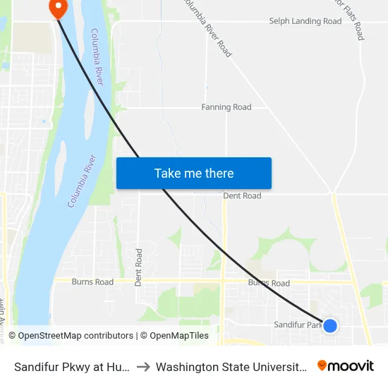Sandifur Pkwy at Hudson Dr to Washington State University Tri-Cities map