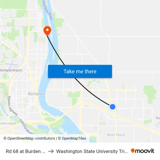 Rd 68 at Burden Blvd to Washington State University Tri-Cities map