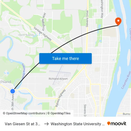 Van Giesen St at 38th Ave to Washington State University Tri-Cities map
