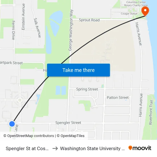 Spengler St at Cosmic Ln to Washington State University Tri-Cities map