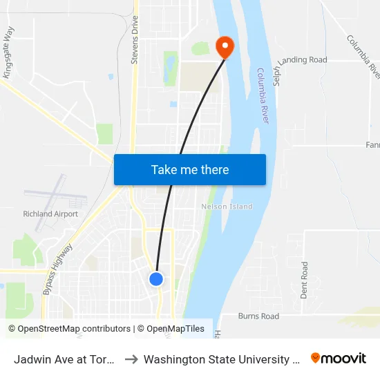 Jadwin Ave at Torbett St to Washington State University Tri-Cities map