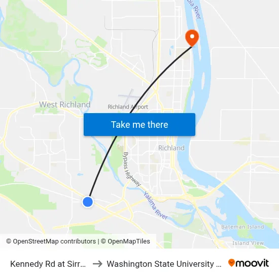 Kennedy Rd at Sirron Ave to Washington State University Tri-Cities map