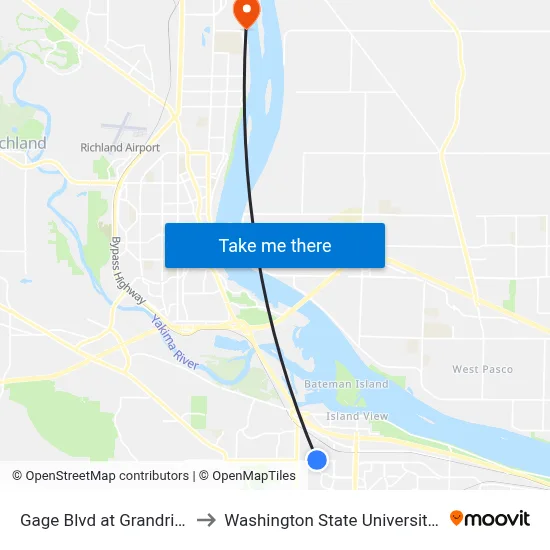 Gage Blvd at Grandridge Blvd to Washington State University Tri-Cities map