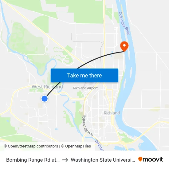 Bombing Range Rd at 48th Ave to Washington State University Tri-Cities map