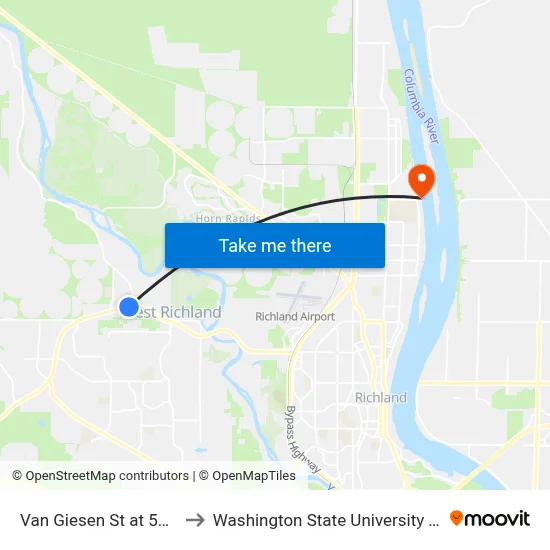 Van Giesen St at 58th Ave to Washington State University Tri-Cities map
