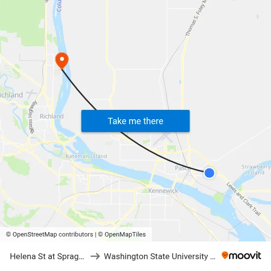 Helena St at Sprague Ave to Washington State University Tri-Cities map