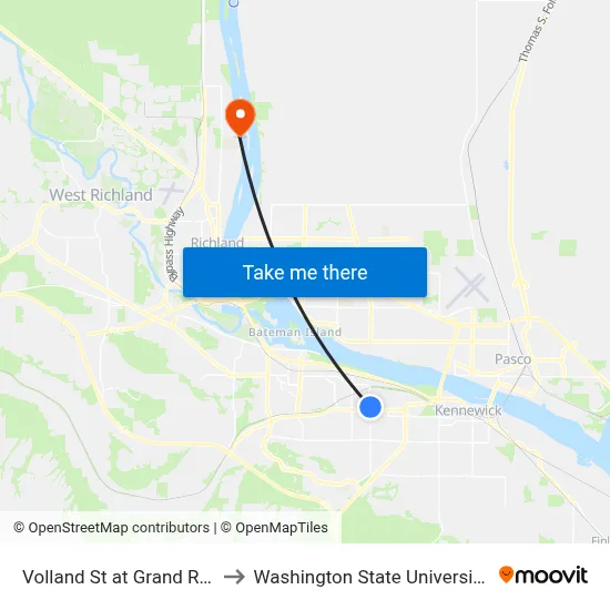 Volland St at Grand Ronde Ave to Washington State University Tri-Cities map
