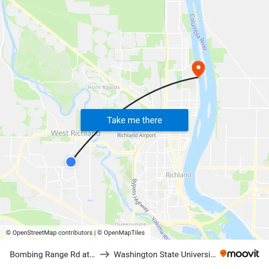 Bombing Range Rd at Norma St to Washington State University Tri-Cities map