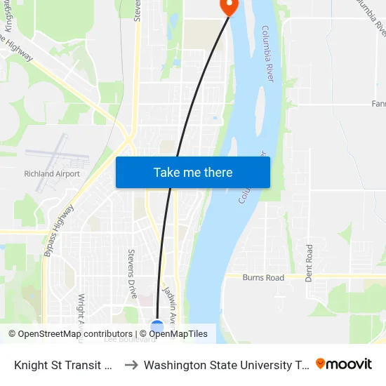 Knight St Transit Center to Washington State University Tri-Cities map